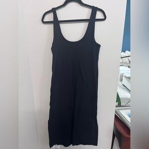 Abercrombie & Fitch Black Ribbed Midi Dress, fitted dress, size Large Tall